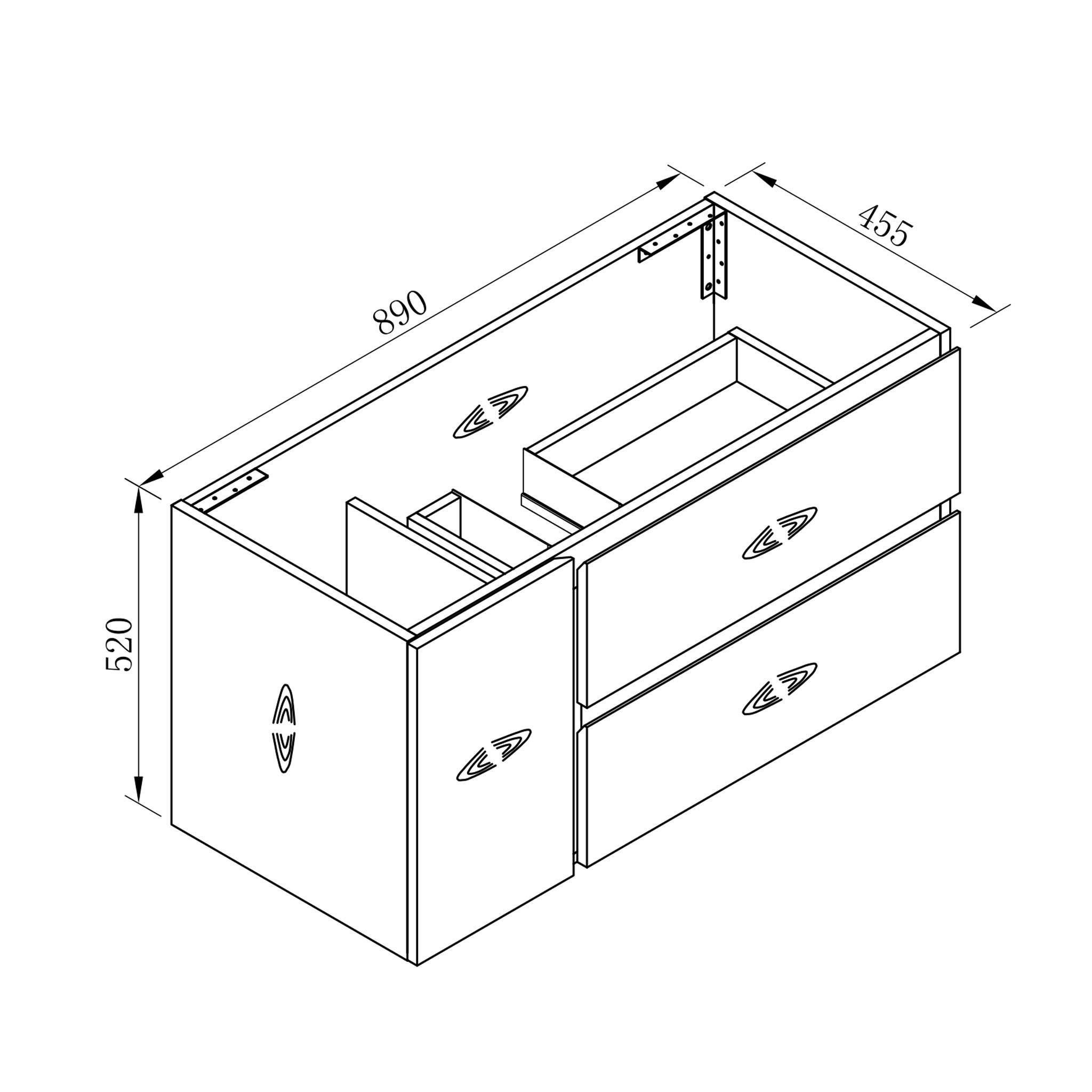 ALBANY 90cm Oak Timber Wall Hung Vanity Vanities & Mirrors Arova 