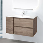 ALBANY 90cm Oak Timber Wall Hung Vanity Vanities & Mirrors Arova Cabinet Only - No Top - 