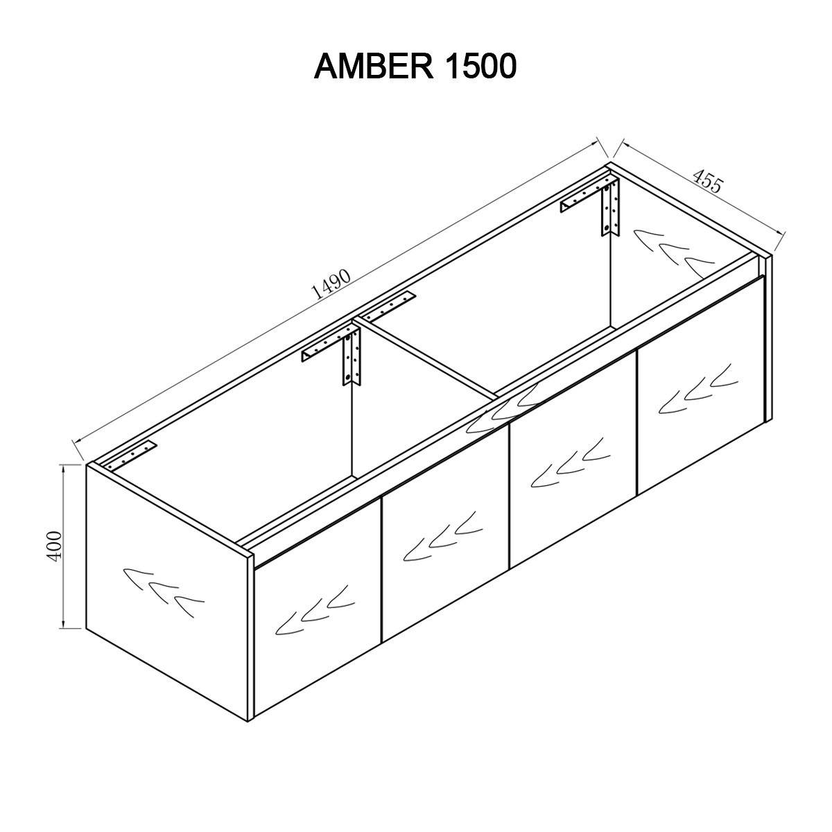 AMBER 1500mm Wall Hung Vanity Vanities & Mirrors Arova 