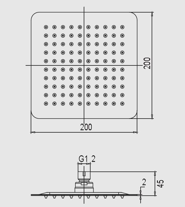 AMBER Square Shower Head 200mm Black Showers Arova 