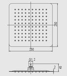 AMBER Square Shower Head 250mm Black Showers Arova 