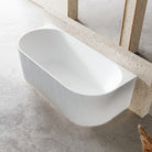 ARIA 1500mm V-Groove Fluted Back To Wall Free Standing Bathtub Gloss White Baths AROVA 