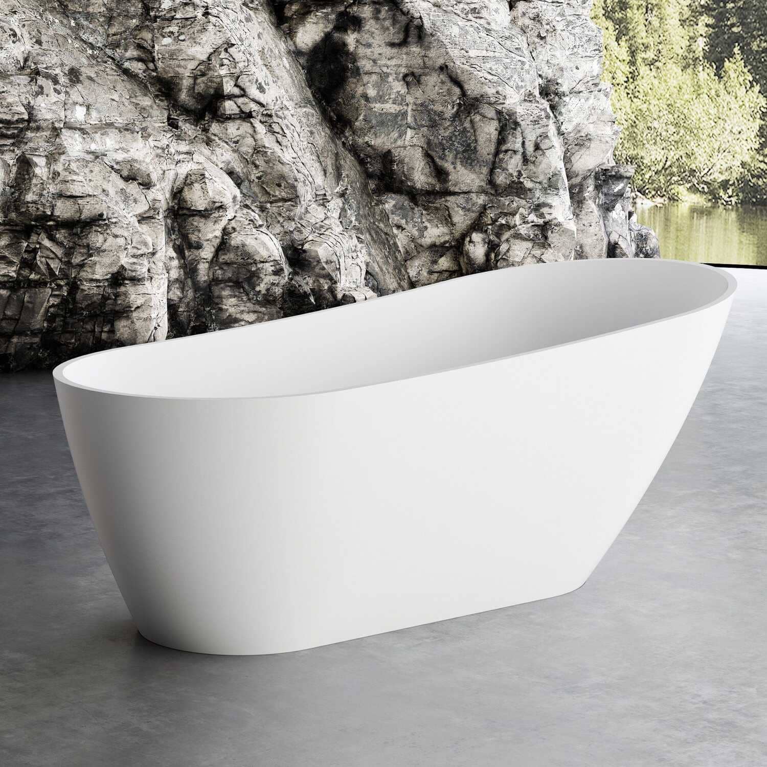 ASPEN 1700mm Single Slipper Free Standing Bathtub Gloss White Baths AROVA 