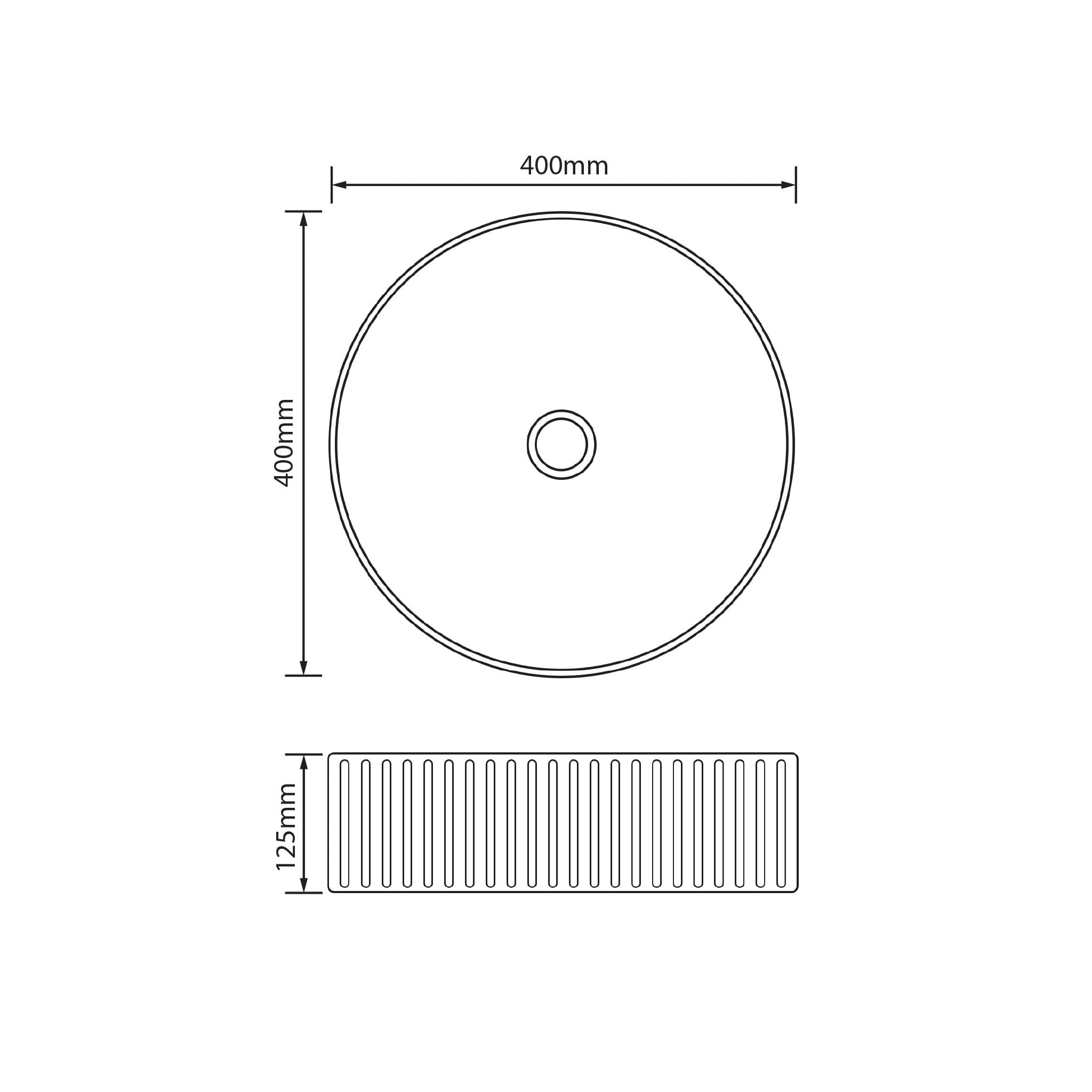 Athena 400mm Fluted Above Counter Basin Round Matte Black Basins Arova 