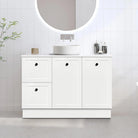 AUSTIN 120cm Floor Standing Bathroom Vanity Vanities & Mirrors Arova BLISS Speckled Stone Top Left Hand Side CB1108N-Round Gloss White Basin