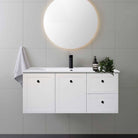 AUSTIN 120cm Wall Hung Bathroom Vanity Vanities & Mirrors Arova Ceramic Single Bowl Top Right Hand Side -