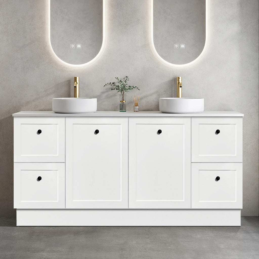 AUSTIN 180cm Floor Standing Bathroom Vanity Vanities & Mirrors Arova BLISS Speckled Stone Top 2XCB1108N-Round Gloss White Basin 