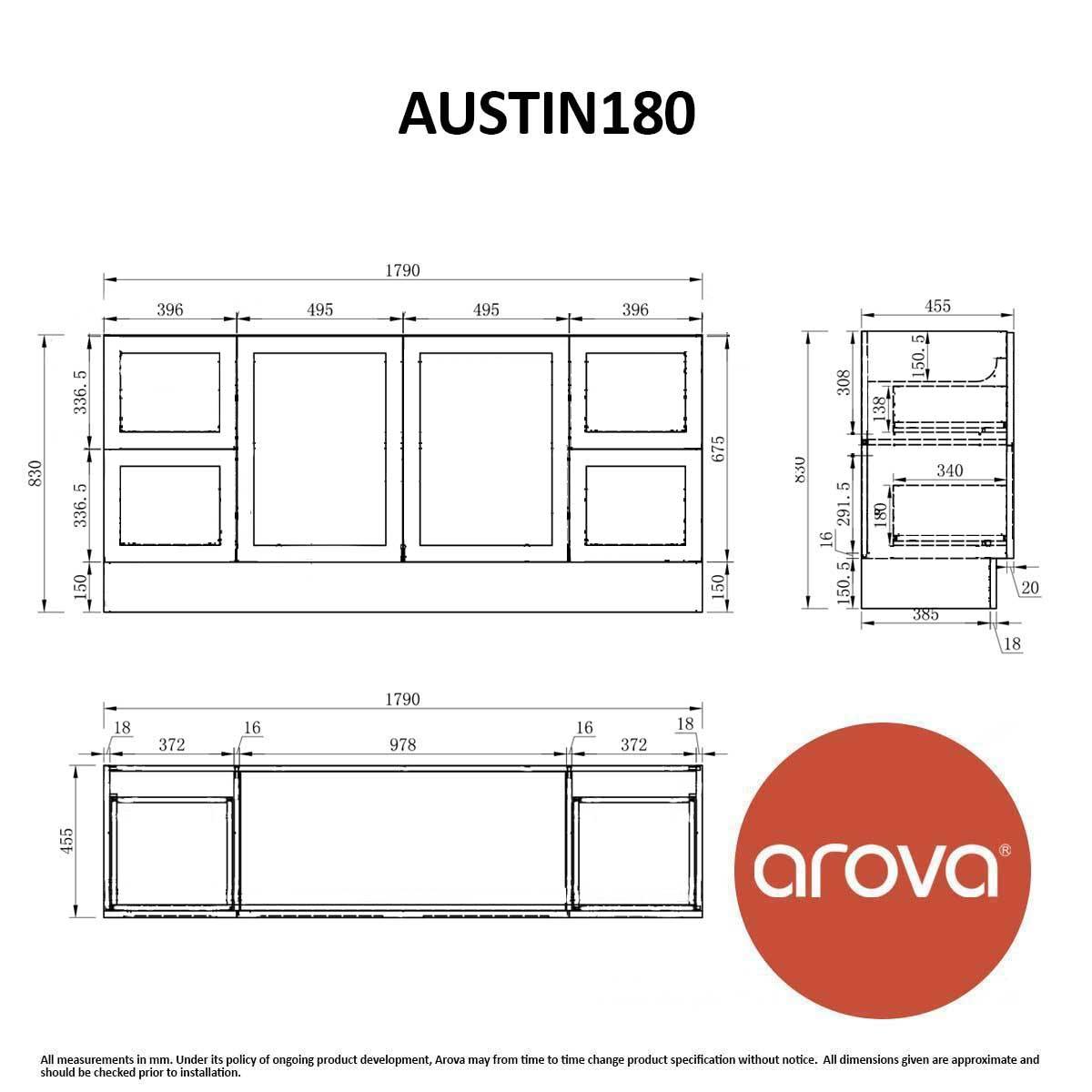 AUSTIN 180cm Freestanding Bathroom Vanity Vanities & Mirrors Arova 