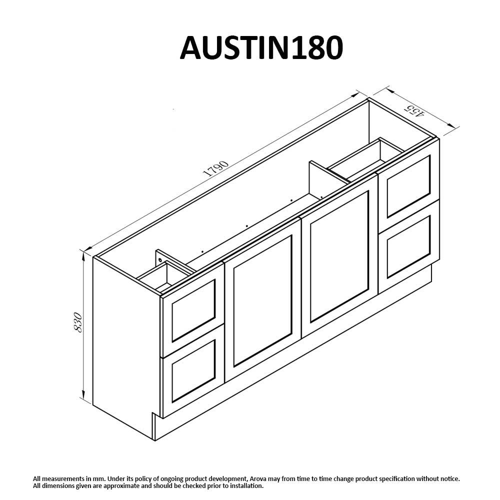 AUSTIN 180cm Freestanding Bathroom Vanity Vanities & Mirrors Arova 