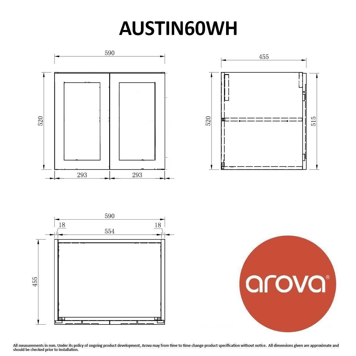 AUSTIN 60cm Wall Hung Bathroom Vanity Vanities & Mirrors Arova 