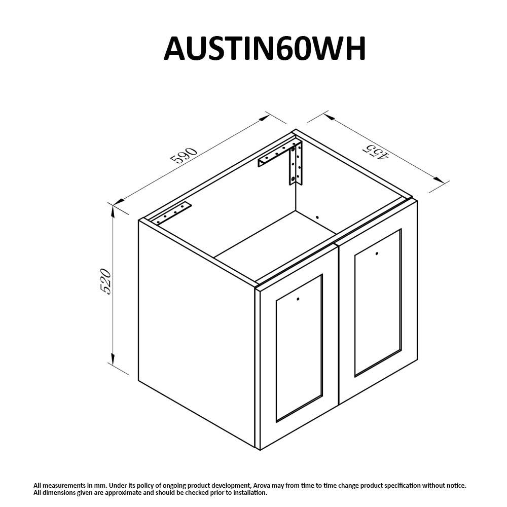 AUSTIN 60cm Wall Hung Bathroom Vanity Vanities & Mirrors Arova 