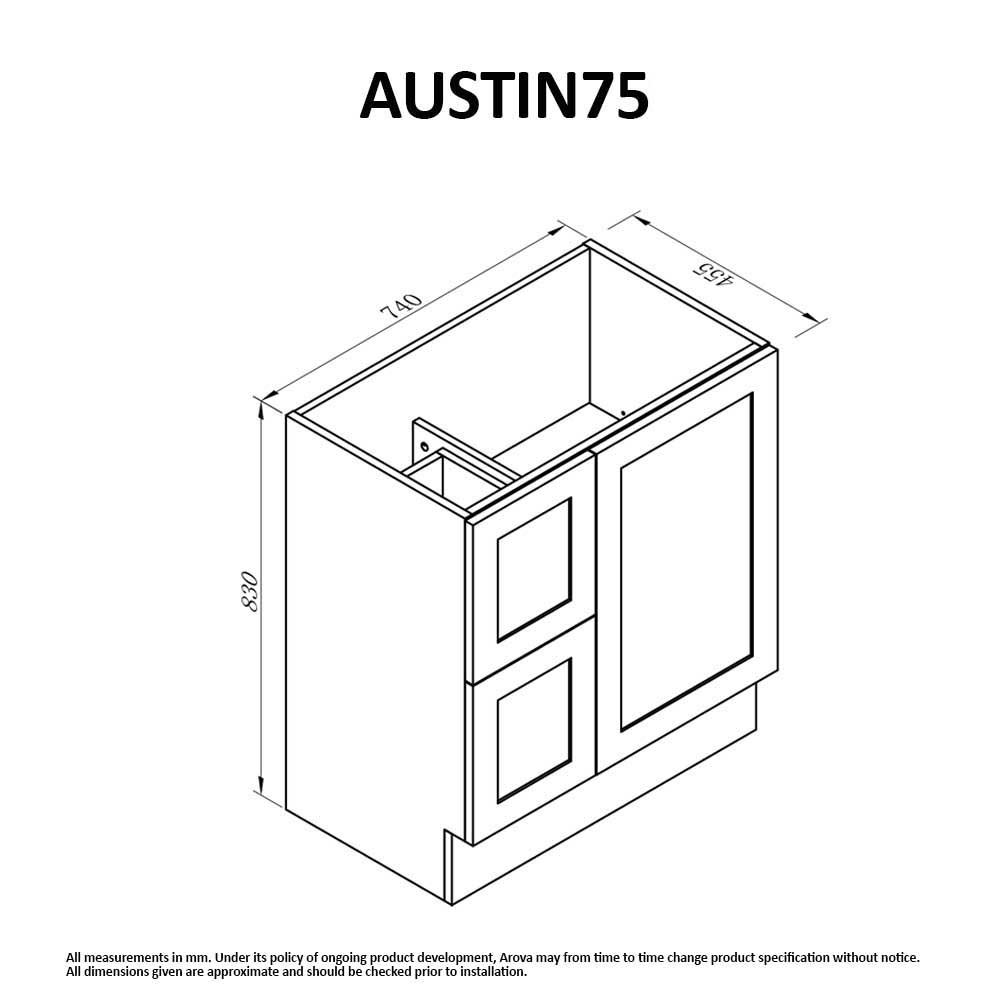 AUSTIN 75cm Freestanding Bathroom Vanity Vanities & Mirrors Arova 