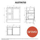 AUSTIN 75cm Freestanding Bathroom Vanity Vanities & Mirrors Arova 