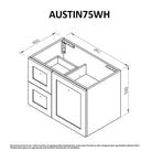 AUSTIN 75cm Wall Hung Bathroom Vanity Vanities & Mirrors Arova 