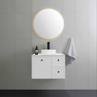 AUSTIN 75cm Wall Hung Bathroom Vanity Vanities & Mirrors Arova BLISS Speckled Stone Top Right Hand Side CB1108N-Round Gloss White Basin