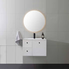 AUSTIN 75cm Wall Hung Bathroom Vanity Vanities & Mirrors Arova Ceramic Top with Integrated Basin Left Hand Side -