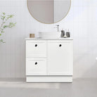 AUSTIN 90cm Floor Standing Bathroom Vanity Vanities & Mirrors Arova BLISS Speckled Stone Top Left Hand Side CB1201N-Square Gloss White Basin