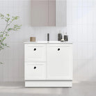 AUSTIN 90cm Floor Standing Bathroom Vanity Vanities & Mirrors Arova Ceramic Top with Integrated Basin Left Hand Side -