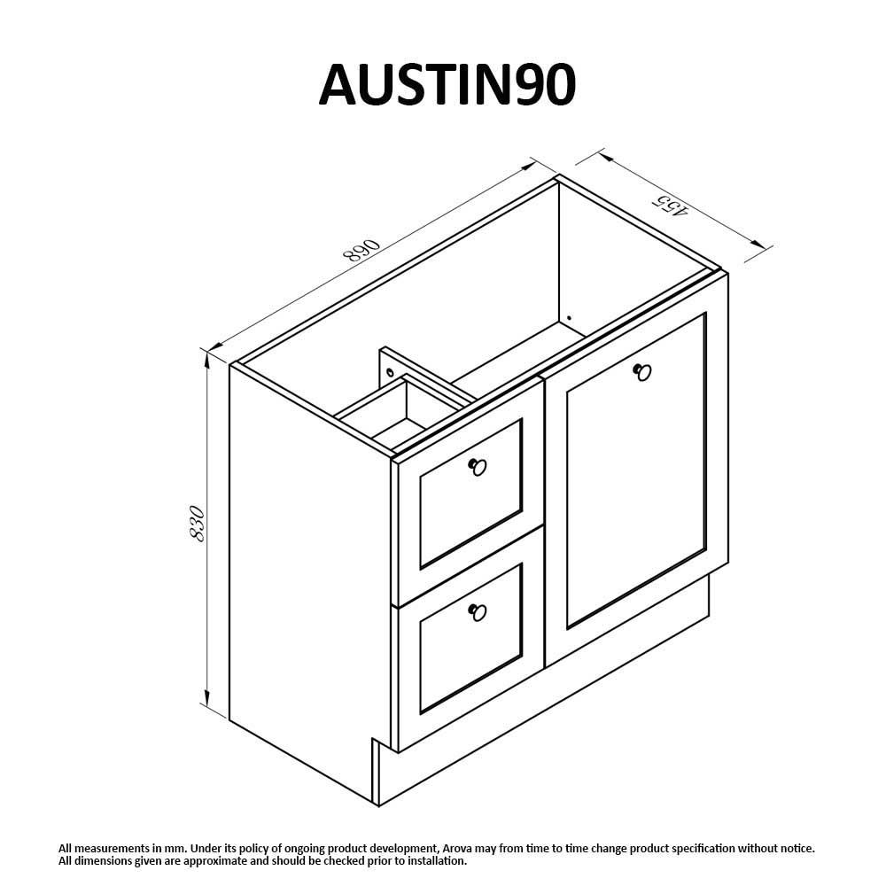 AUSTIN 90cm Freestanding Bathroom Vanity Vanities & Mirrors Arova 