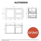 AUSTIN 90cm Wall Hung Bathroom Vanity Vanities & Mirrors Arova 