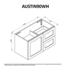 AUSTIN 90cm Wall Hung Bathroom Vanity Vanities & Mirrors Arova 