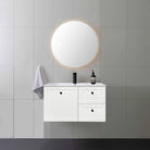 AUSTIN 90cm Wall Hung Bathroom Vanity Vanities & Mirrors Arova Ceramic Top with Integrated Basin Right Hand Side -