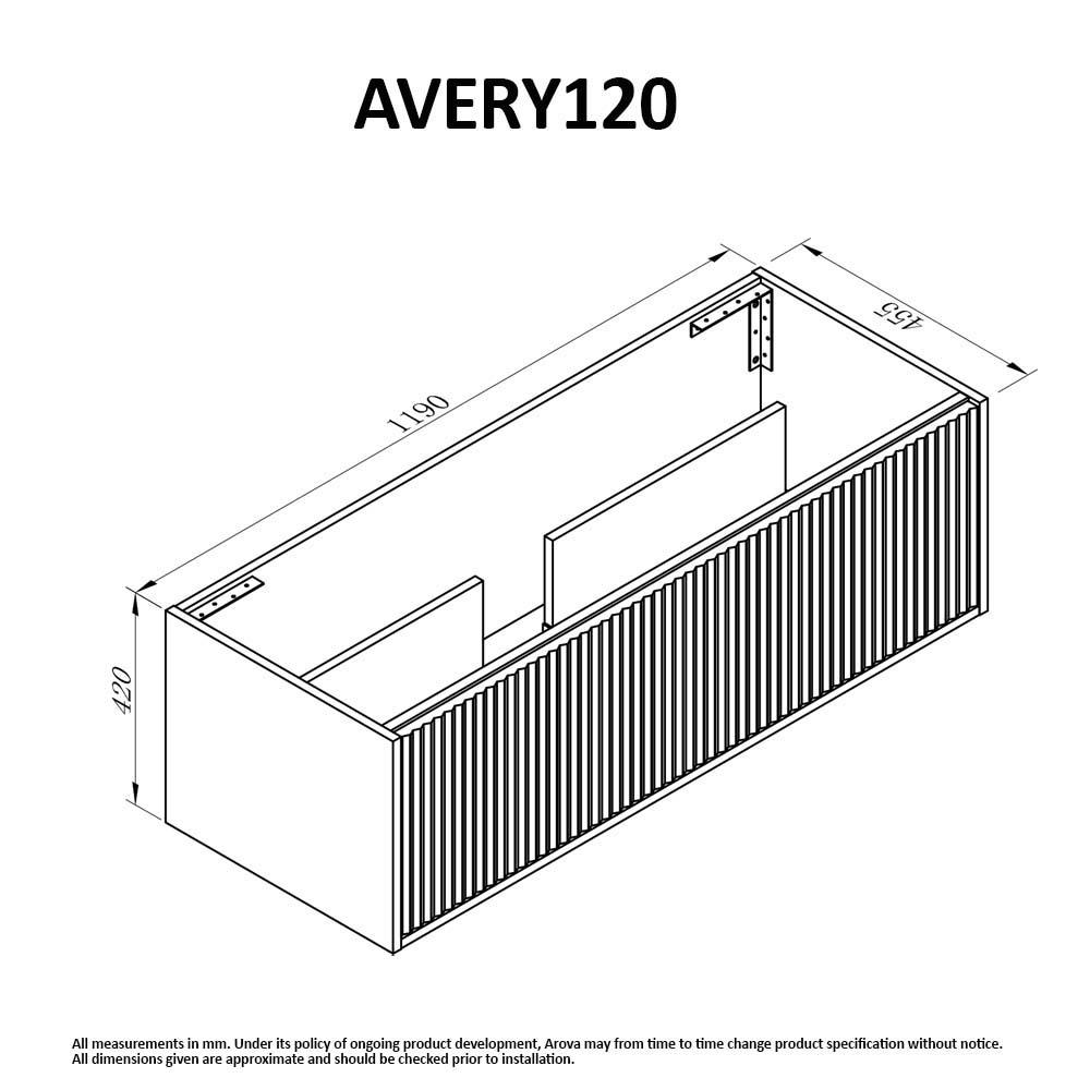 Avery 120cm Wall Hung Bathroom Vanity Vanities & Mirrors Arova 