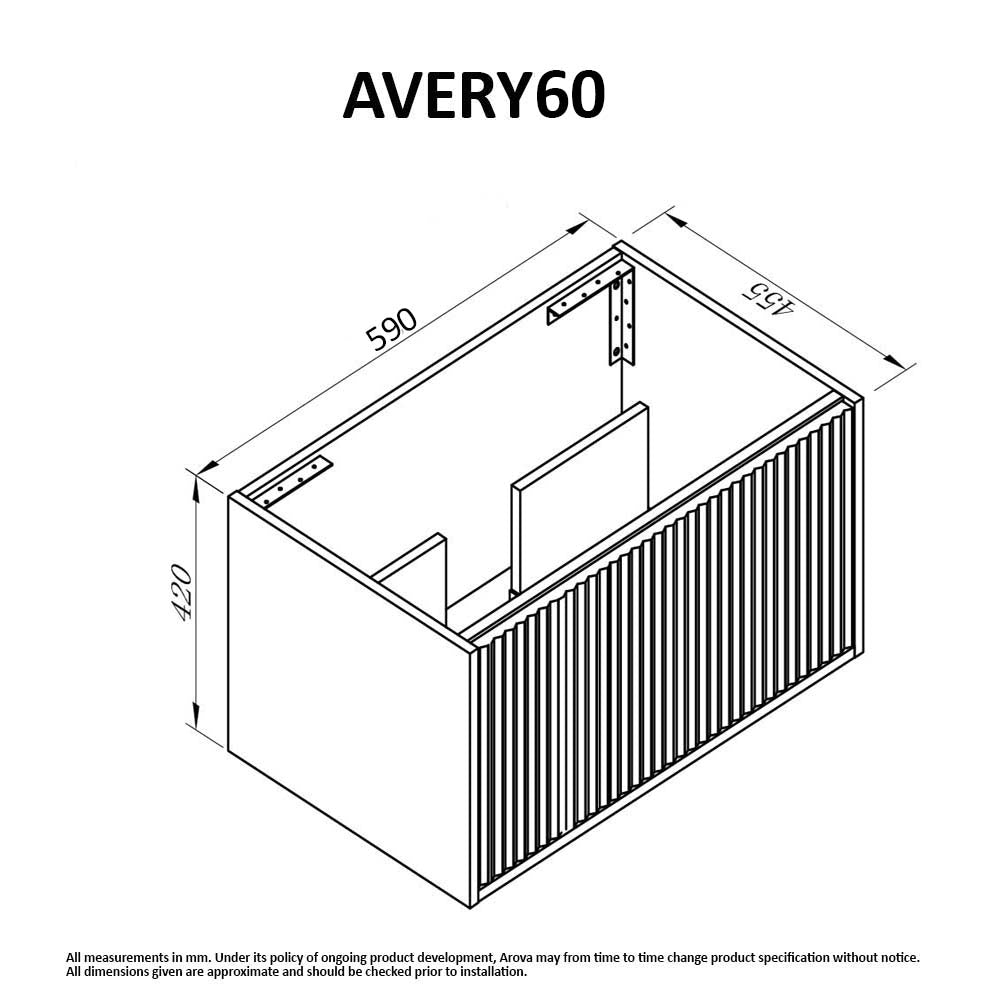 Avery 60cm Wall Hung Bathroom Vanity Vanities & Mirrors Arova 