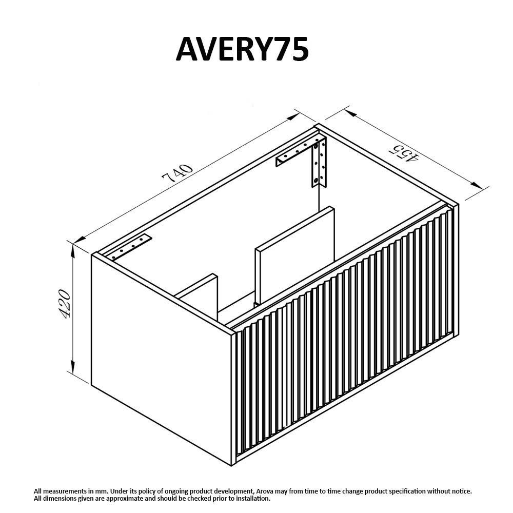 Avery 75cm Wall Hung Bathroom Vanity Vanities & Mirrors Arova 