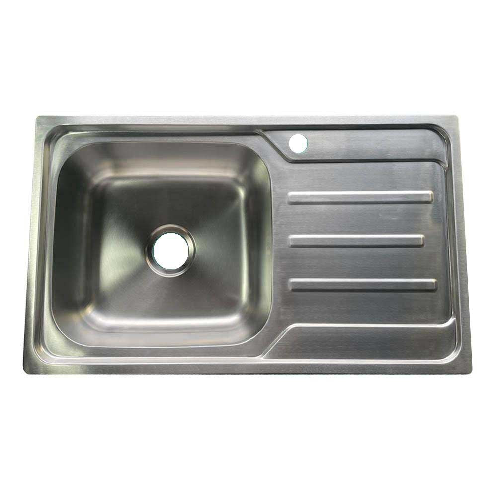 Bass 820mm Single Bowl Kitchen Sink with Drainer Sinks Arova Left Hand Bowl 