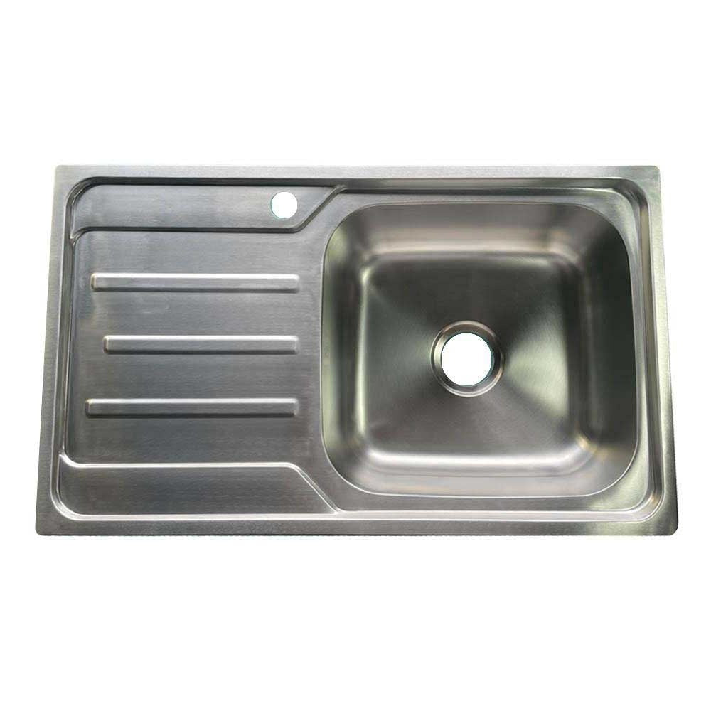 Bass 820mm Single Bowl Kitchen Sink with Drainer Sinks Arova Right Hand Bowl 