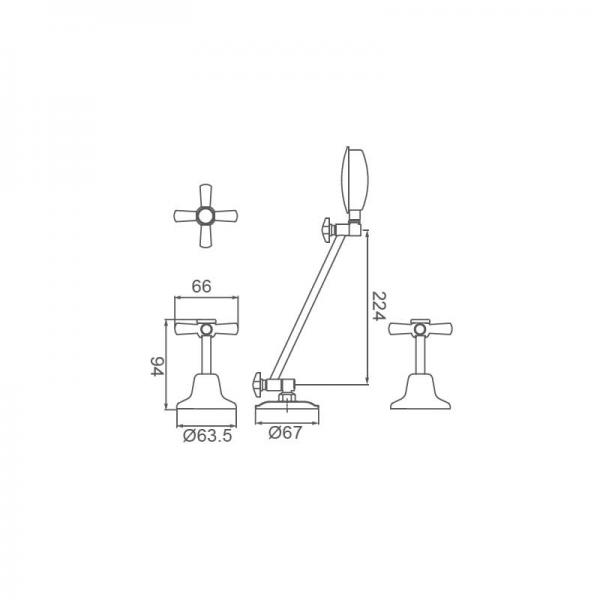 Bathmates Shower Head and Wall Top Assembly Set Showers ECT 