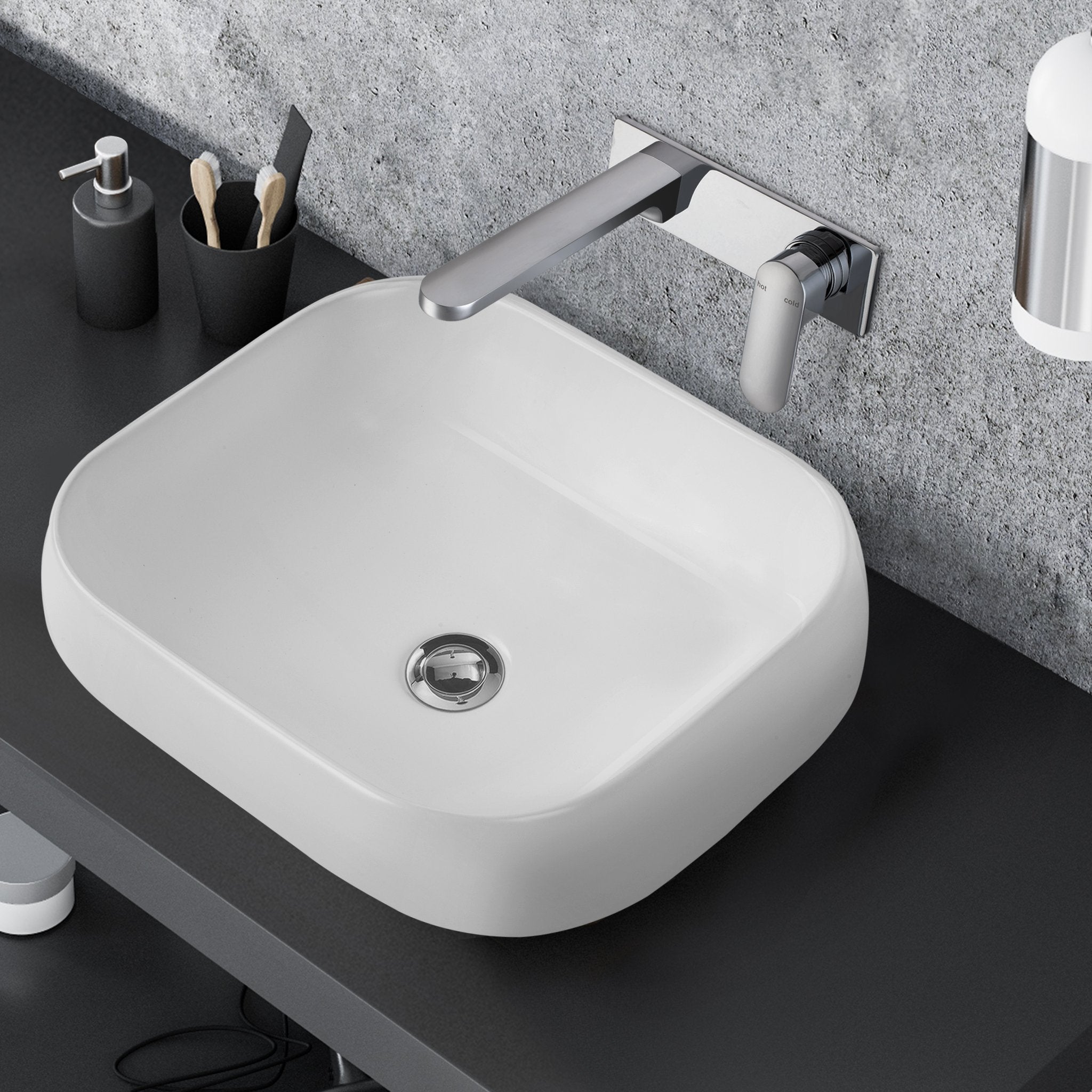 BIANCA 45 Square Above Counter Basin Gloss Basins Arova Kitchens & Bathrooms 