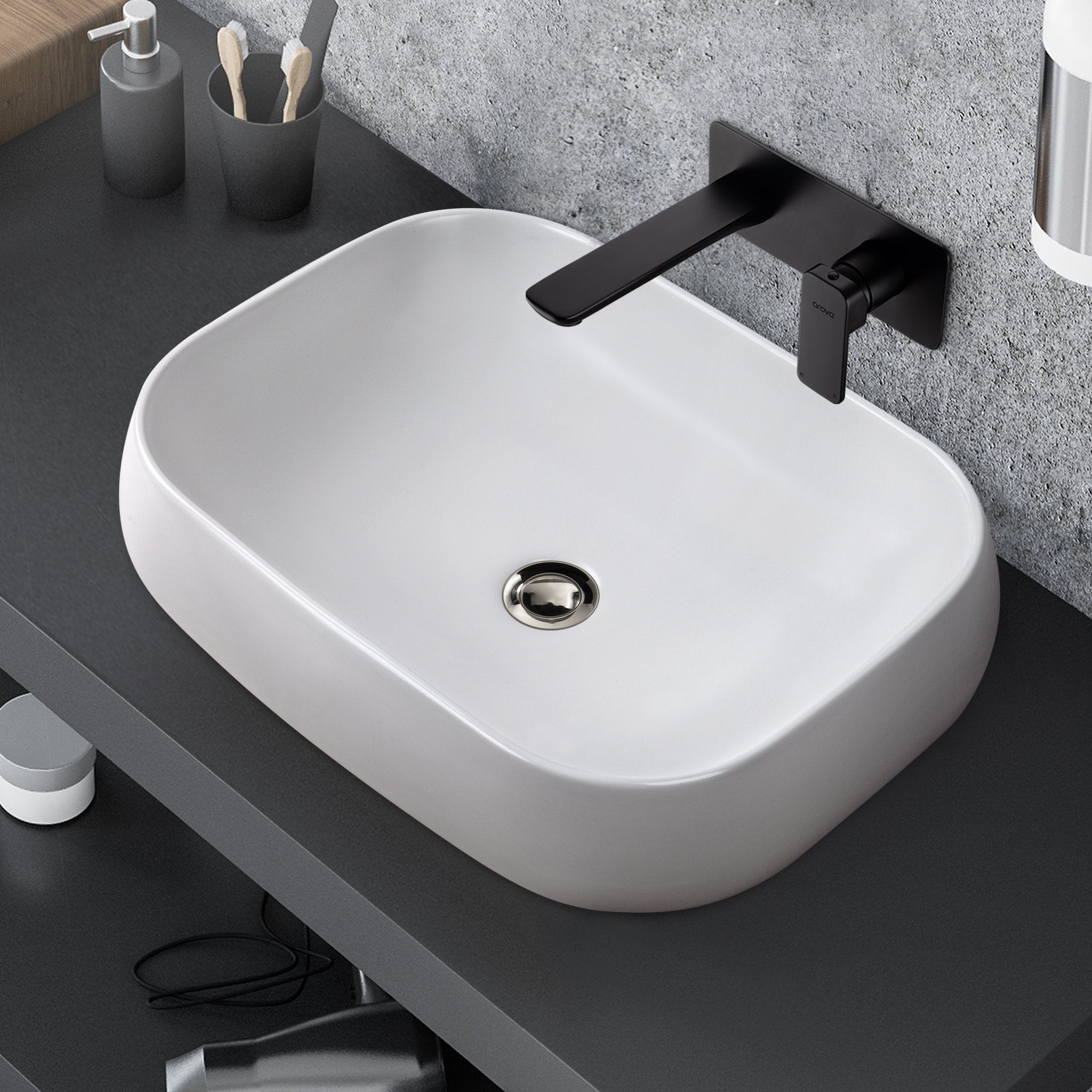 BIANCA 56 Above Counter Basin Matt White Basins Arova Kitchens & Bathrooms 