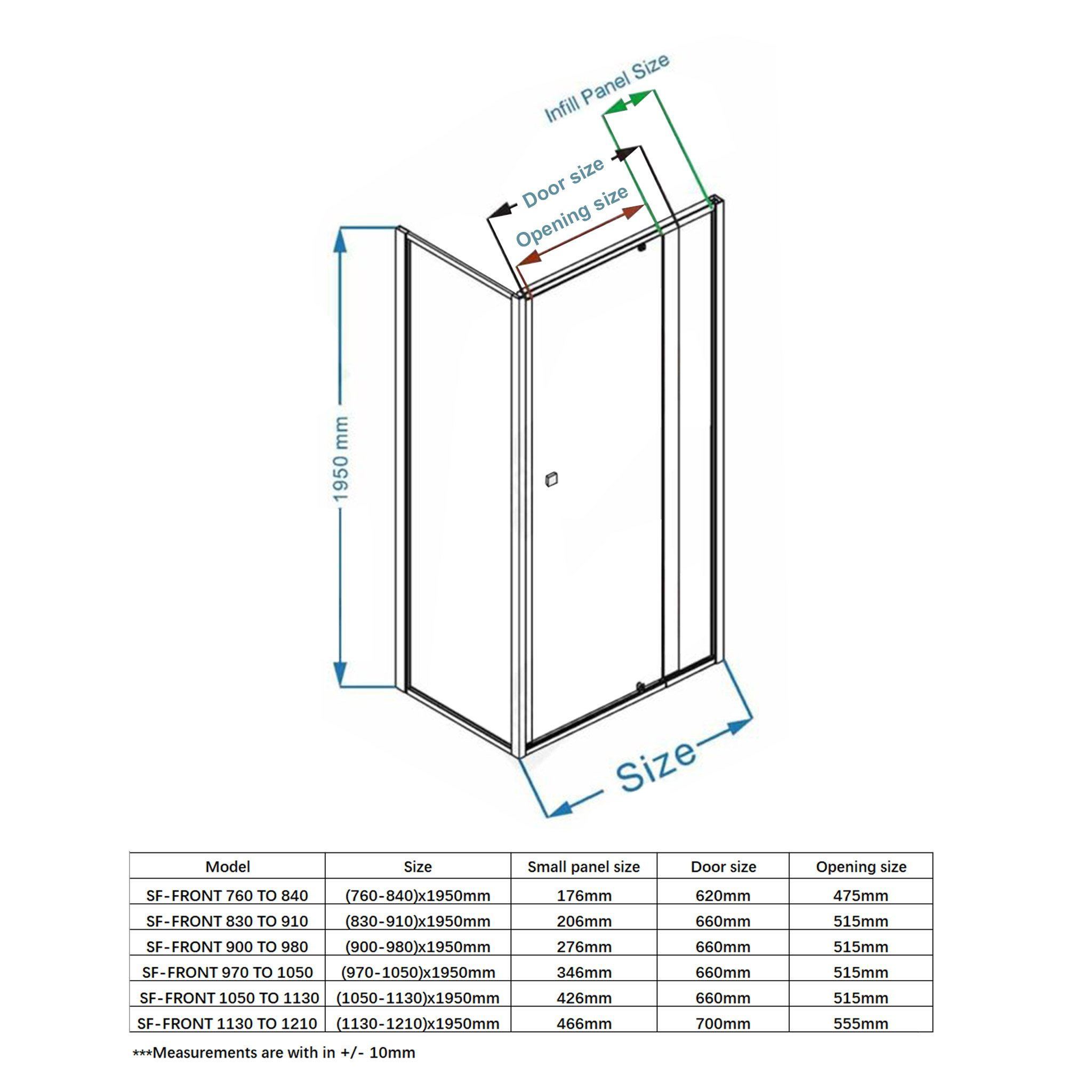 BLACK Semi Frameless Shower Screen - Front and Return - Custom Multiple Sizes Showers Bella Vista 