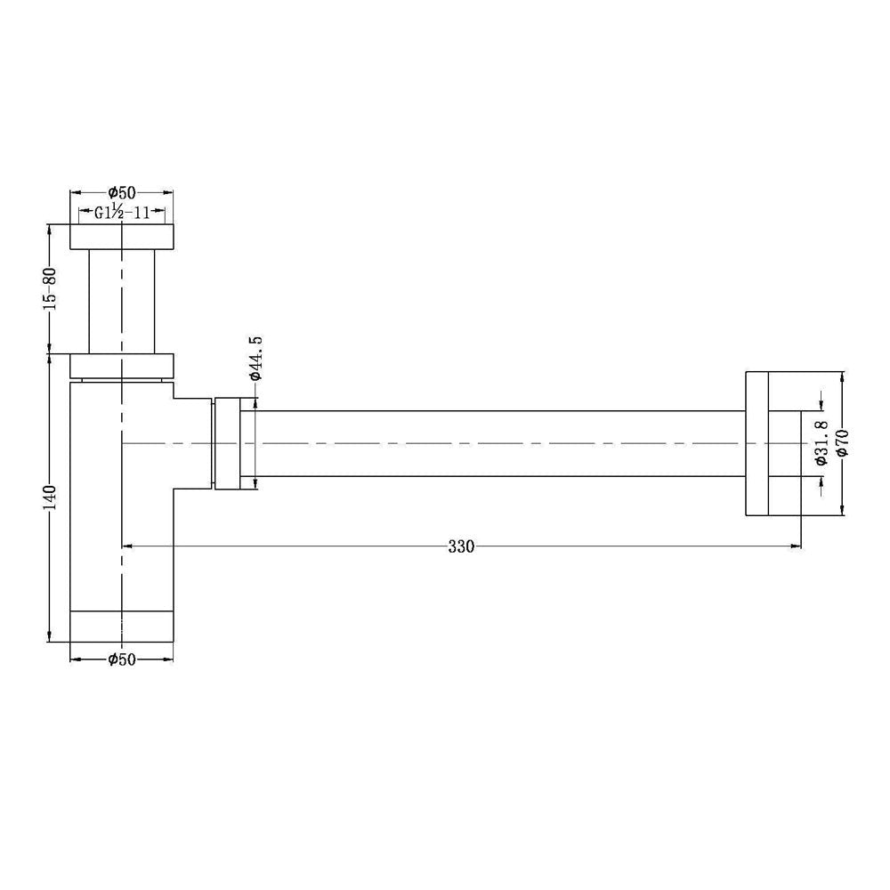 Bottle Trap 40mm Brushed Nickel Basins Nero 