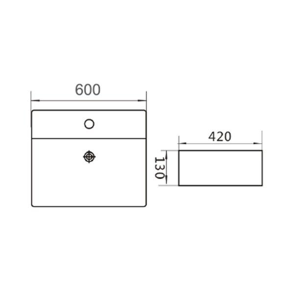 BRAVO 60 Above Counter Basin 1 Tap Hole Basins ECT 