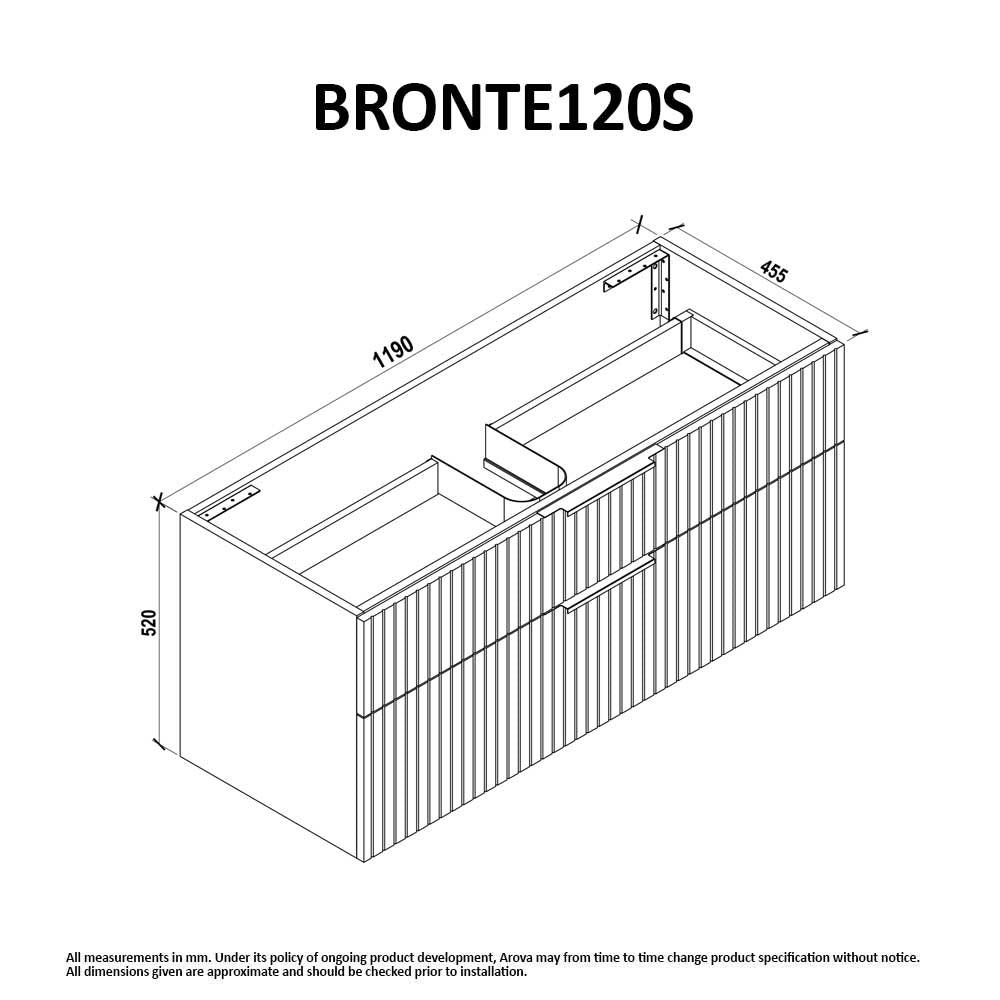 Bronte 120cm Wall Hung Bathroom Vanity - Matte Black Vanities & Mirrors Arova 