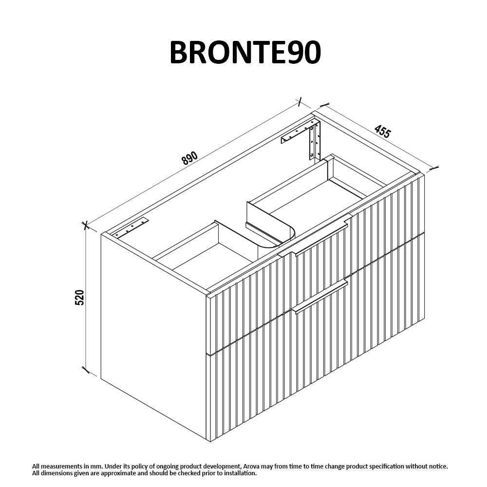 Bronte 90cm Wall Hung Bathroom Vanity - Matte White Vanities & Mirrors Arova 