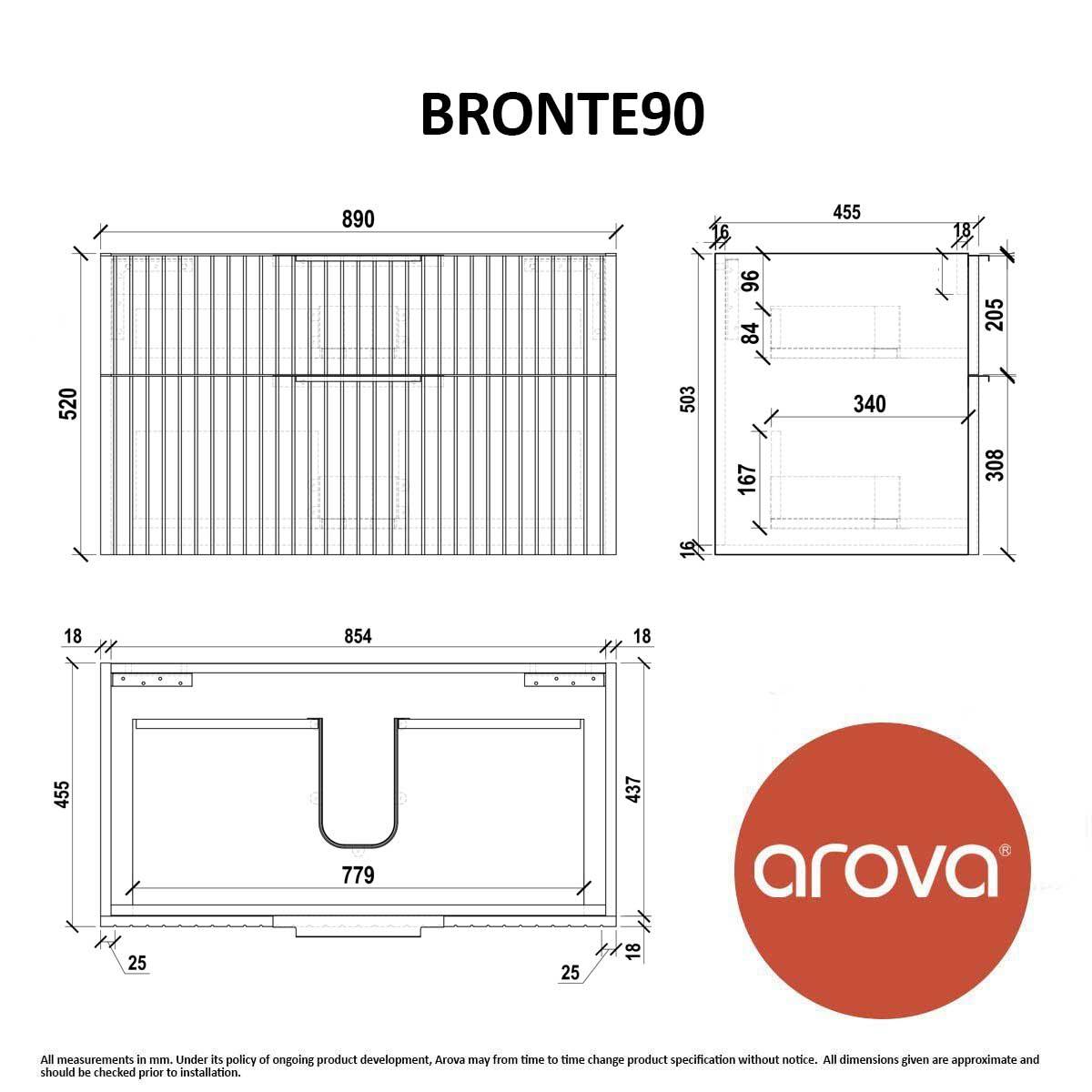 Bronte 90cm Wall Hung Bathroom Vanity - Matte White Vanities & Mirrors Arova 