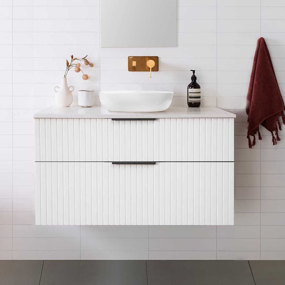 Bronte 90cm Wall Hung Bathroom Vanity - Matte White Vanities & Mirrors Arova 