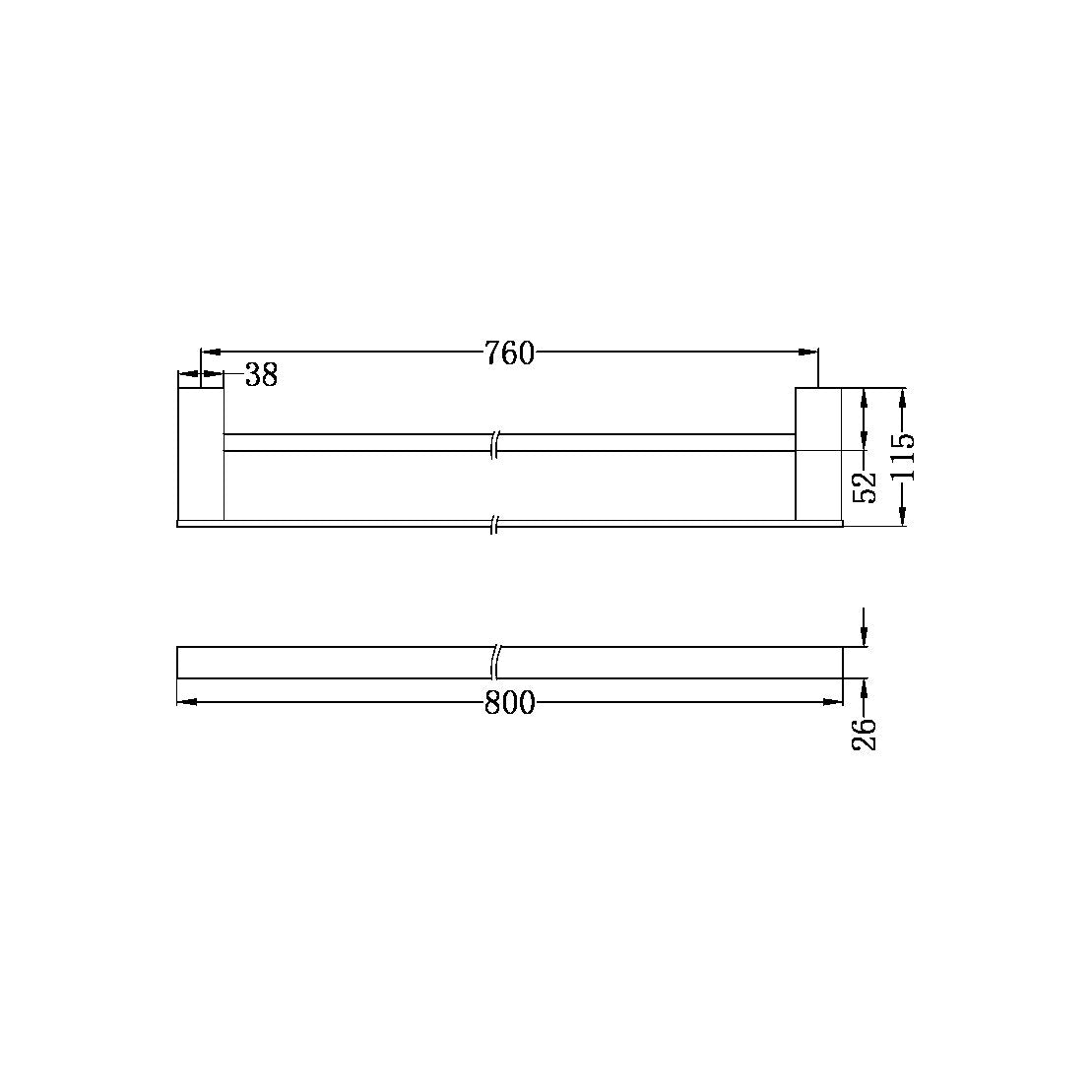 CELIA Double Towel Rail Brushed Nickel 800MM 4630D-BN Accessories Nero 