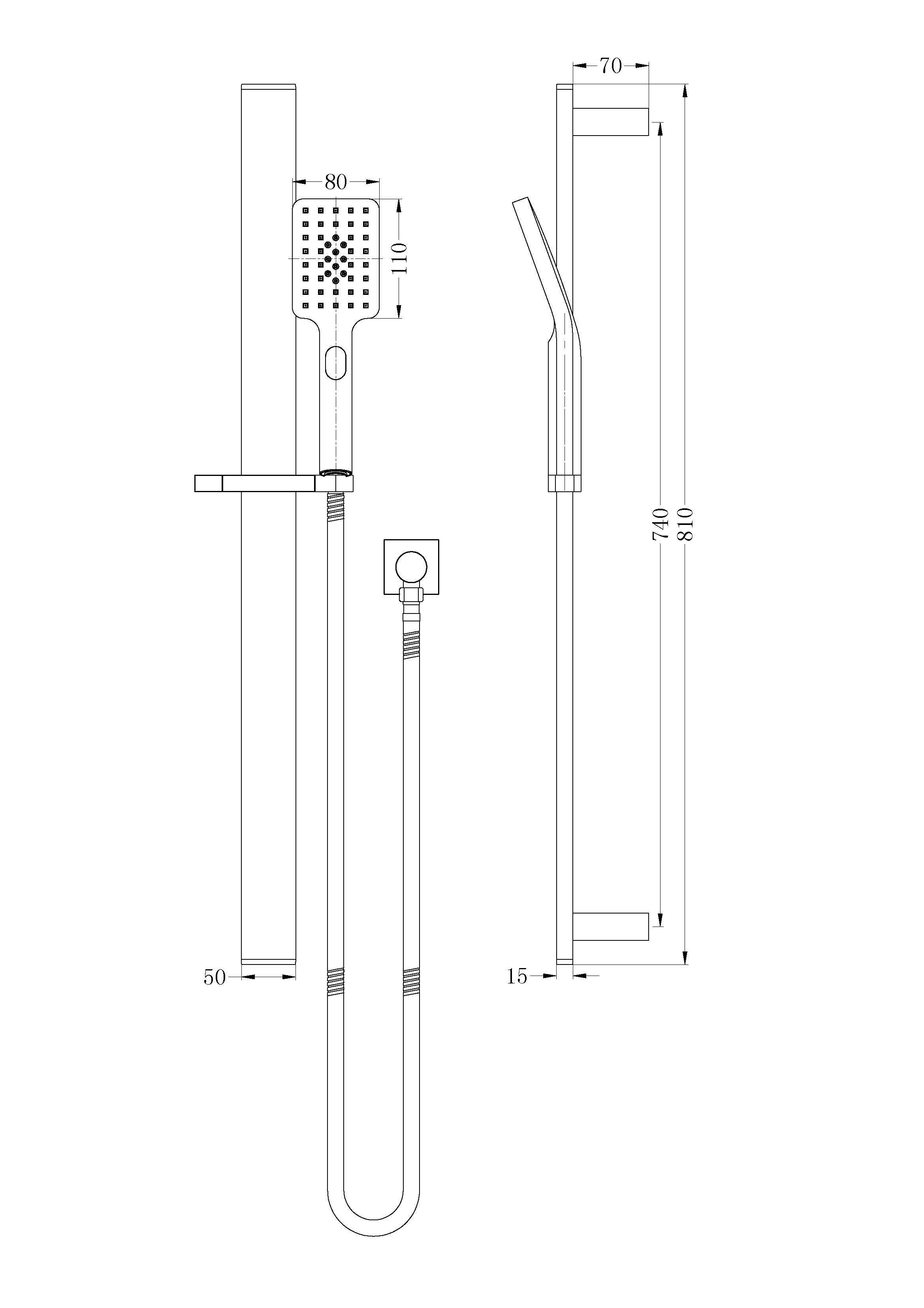 Celia New Shower Rail Chrome YSW316-CH Showers Nero 