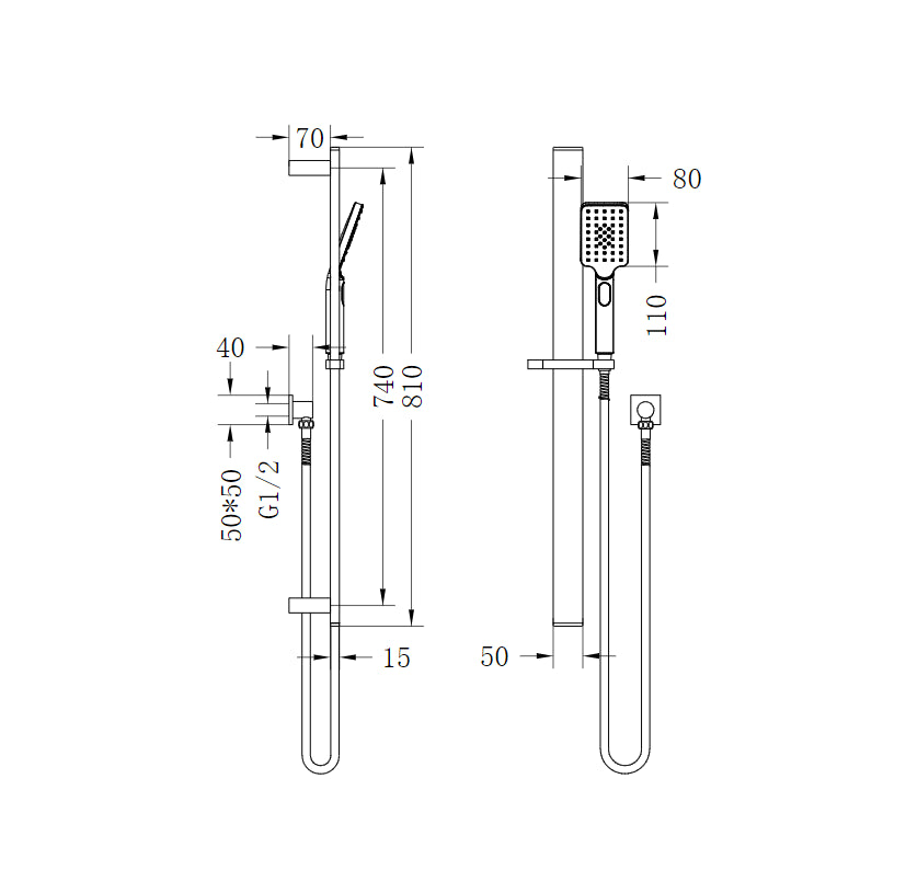 Celia Shower Rail Brushed Gold Showers Nero 