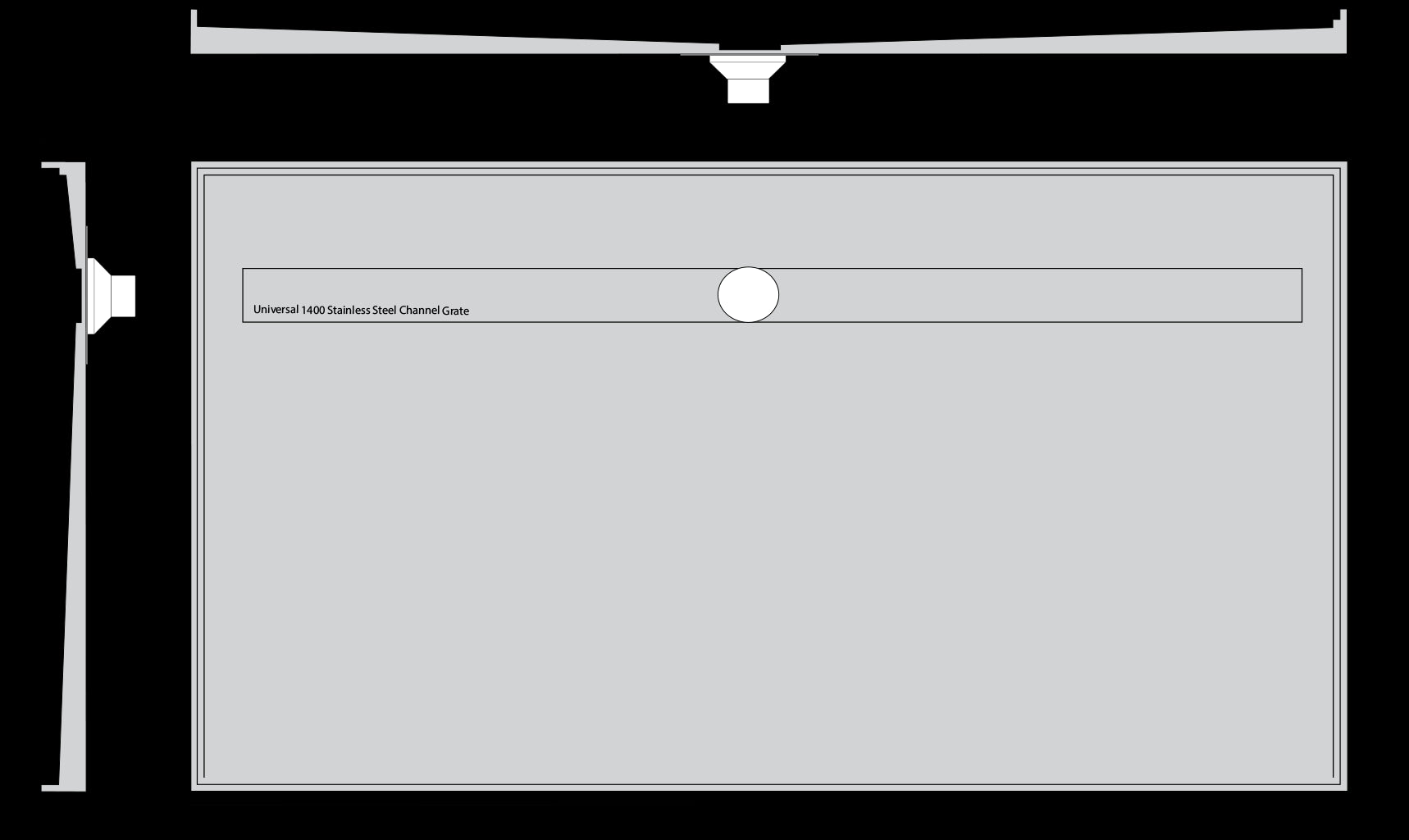 Channel Grate Universal Shower Base with Stainless Steel Linear Lid Showers Universal Shower Base 1670 x 910 