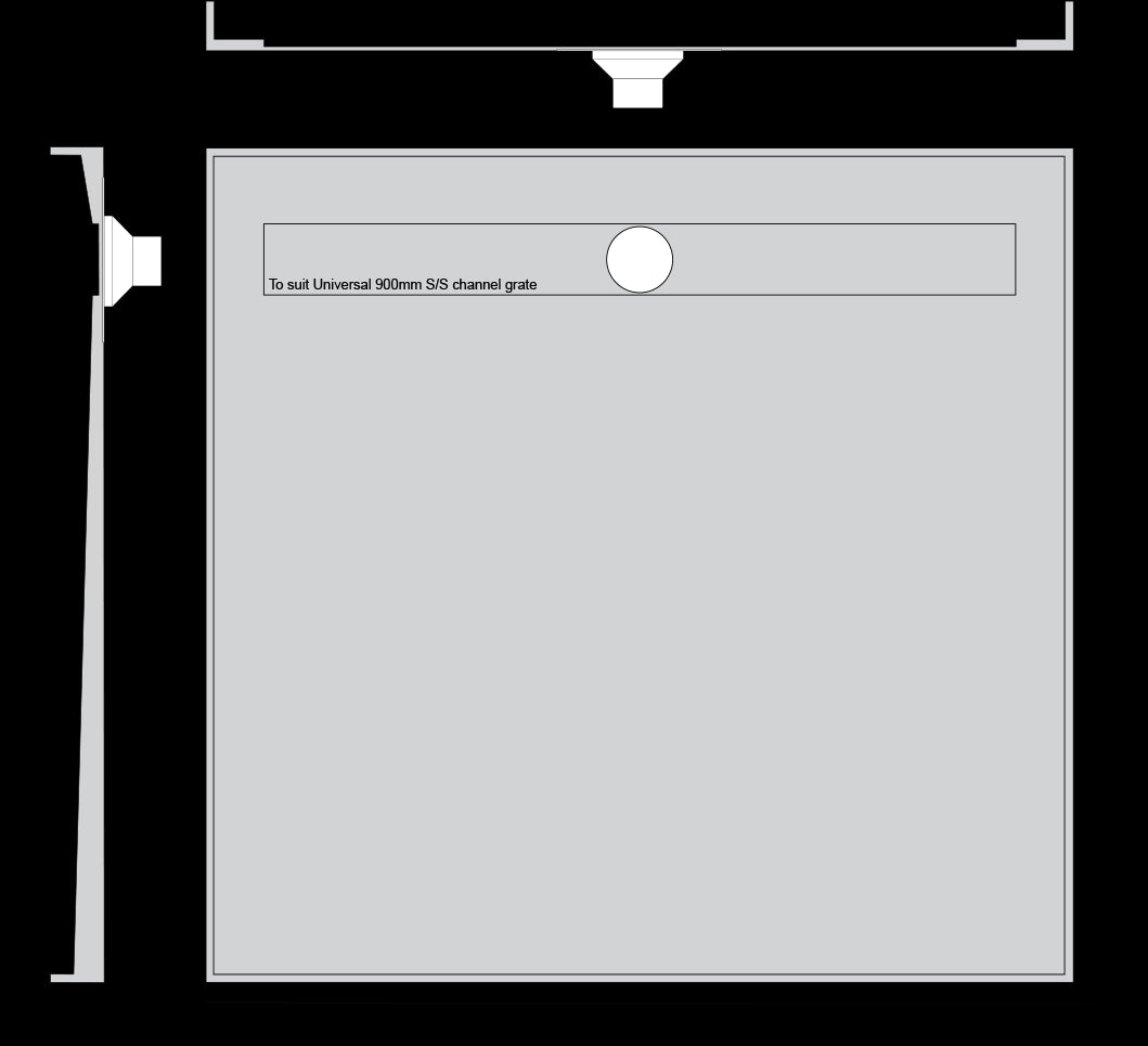 Channel Grate Universal Shower Base with Stainless Steel Plain Lid Showers Universal Shower Base 1250 x 910 
