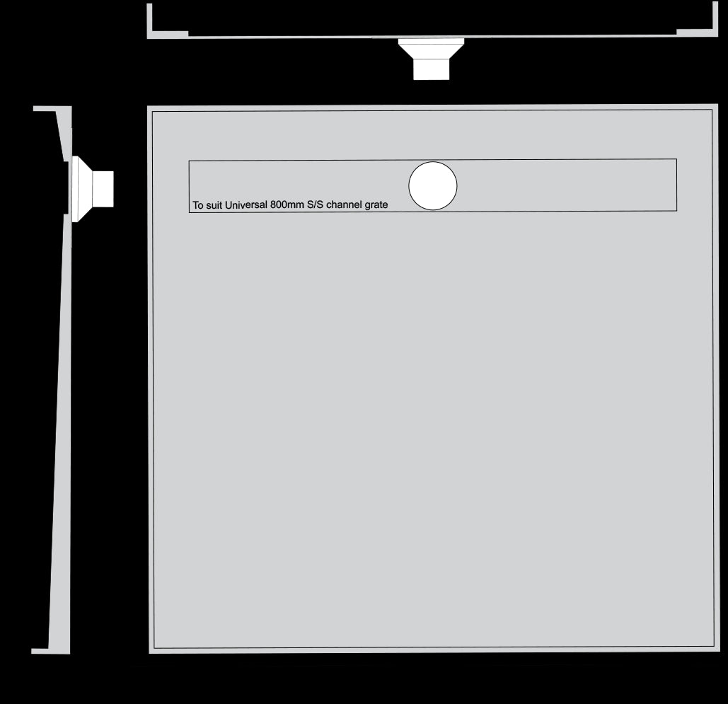Channel Grate Universal Shower Base with Stainless Steel Plain Lid Showers Universal Shower Base 950 x 1010 