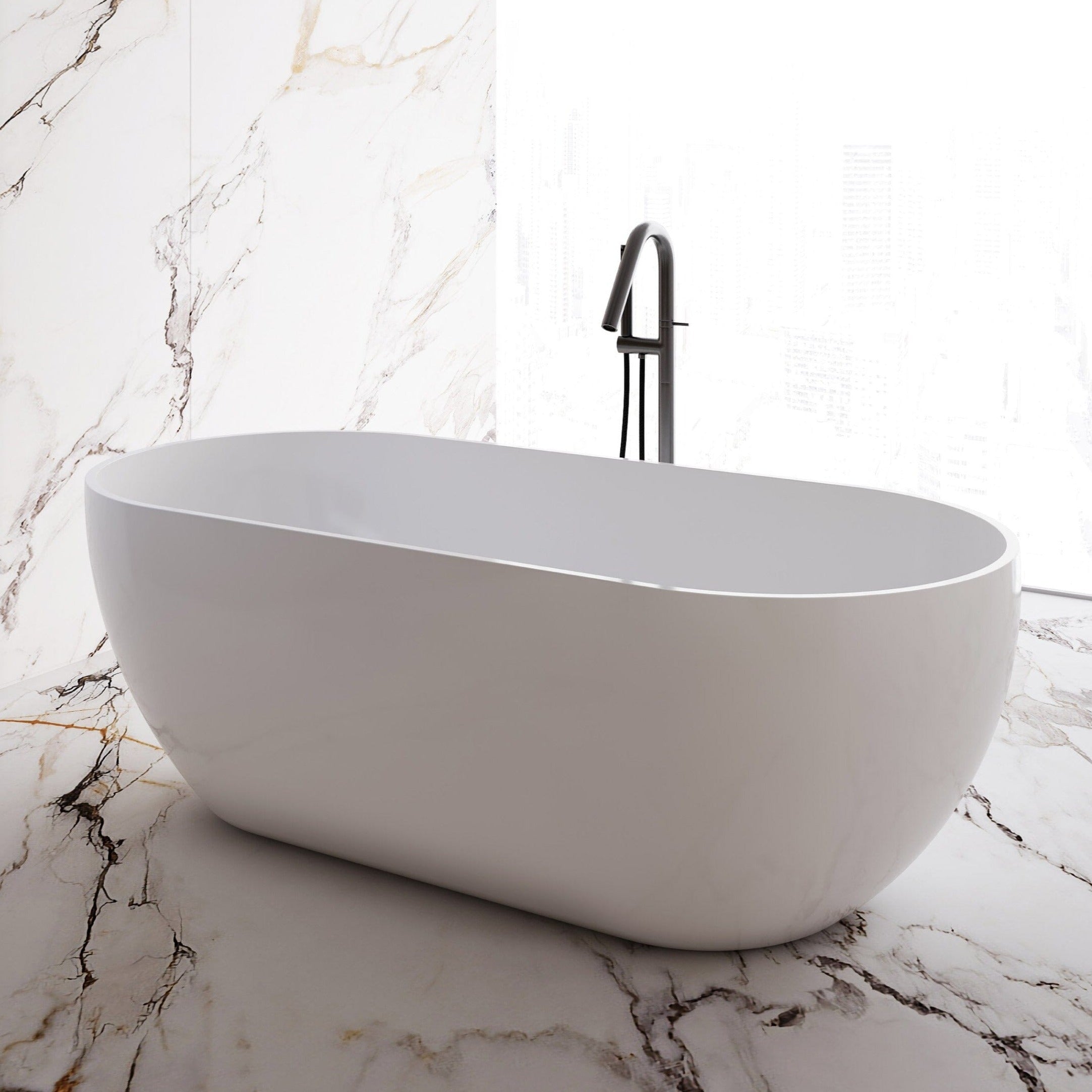 Ciao 1400mm Oval Free Standing Acrylic Bathtub Gloss White Baths AROVA 