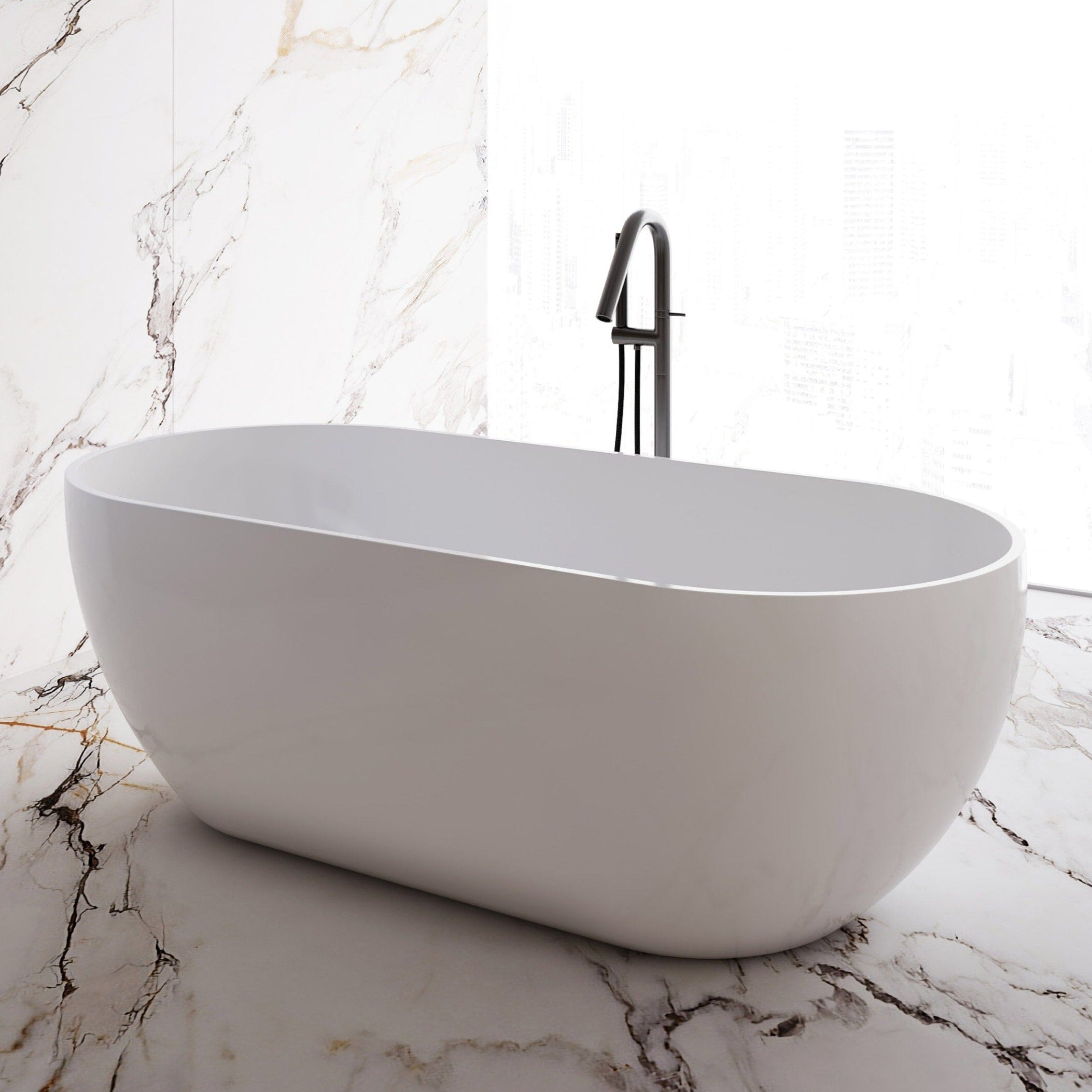 Ciao 1600mm Oval Free Standing Acrylic Bathtub Gloss White Baths AROVA 