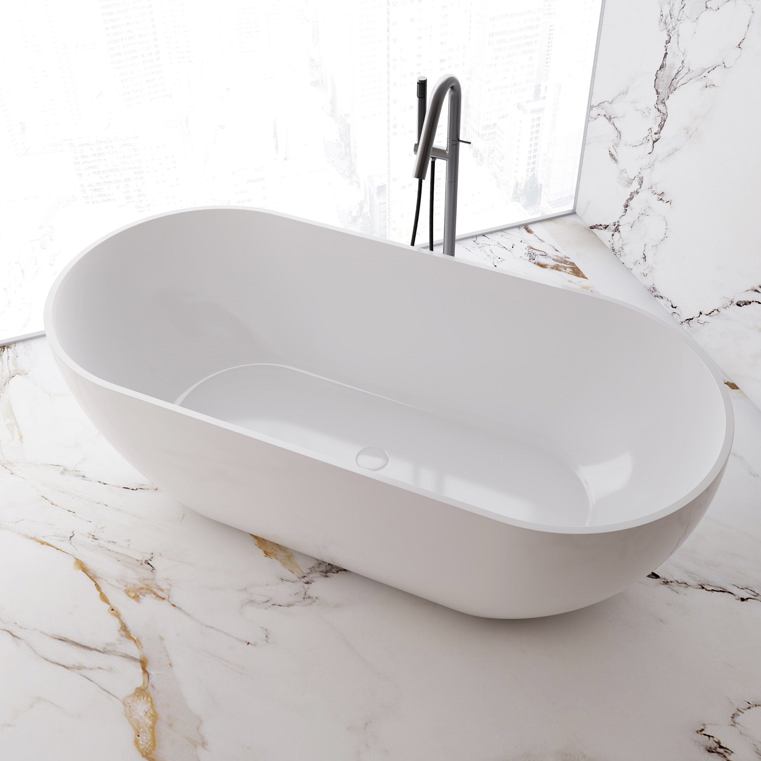 Ciao 1720mm Oval Large Free Standing Acrylic Bathtub Gloss White Baths AROVA 